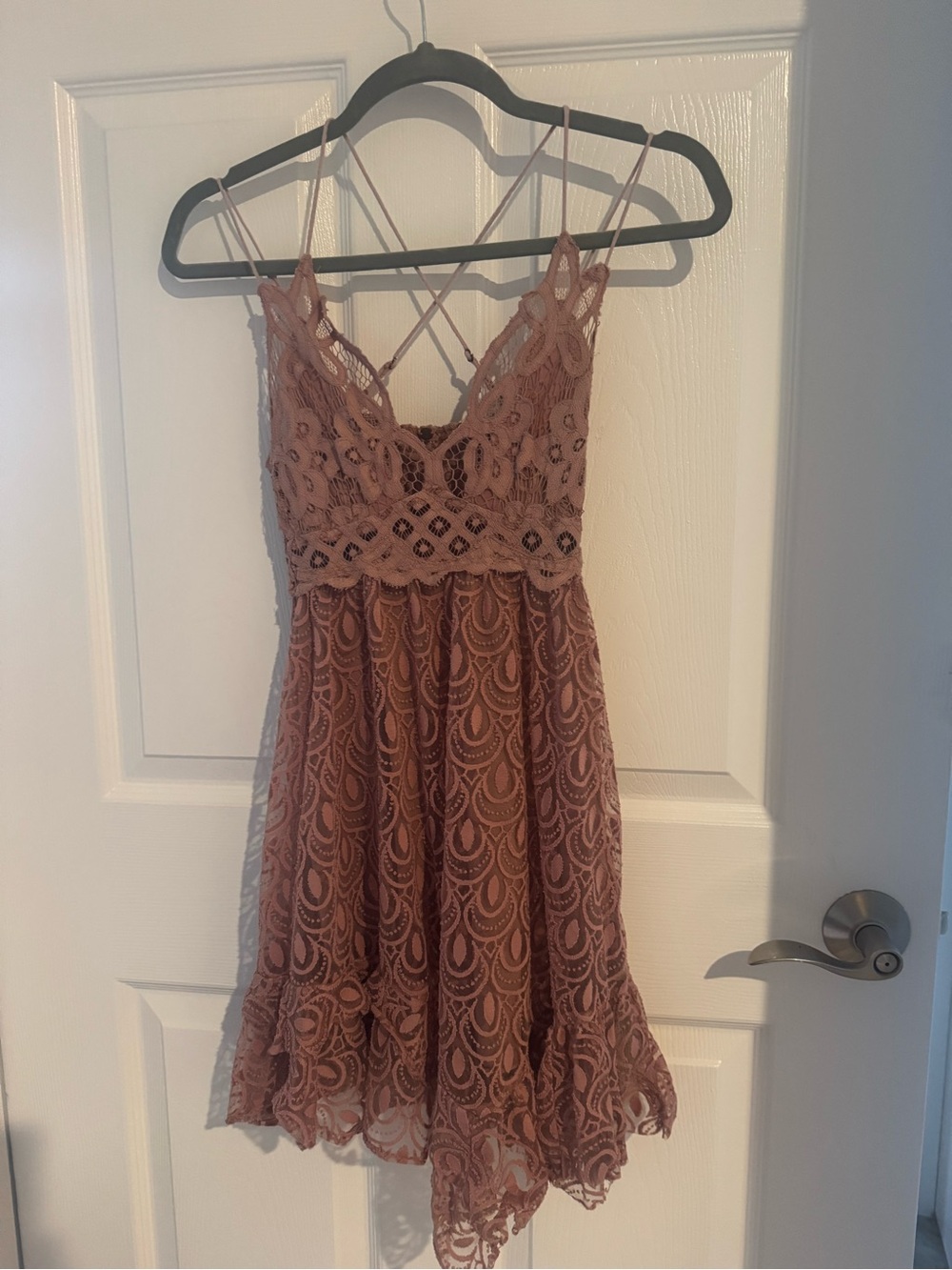 Free People Adella Burnout Slip Dress in Dusty Rose